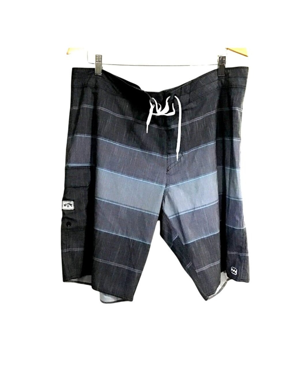 BILLABONG- MENS BLUEGREY FRONT TIE SIDE POCKET SWIMMING TRUNKS SIZE 38